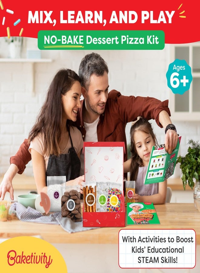 BAKETIVITY No-Bake Dessert Pizza Kids Baking Kit & STEAM Lesson | STEAM Focused Kids Pizza Party Baking Set | No-Bake Recipe with No Oven Required - Image 2